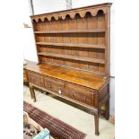A Victorian oak dresser, width 182cm, depth 51cm, height 206cm