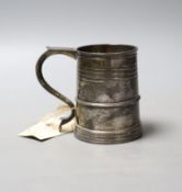 A George V reeded silver christening mug, Mappin & Webb, London, 1924, 91mm, 9oz.