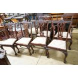 A set of six George III style mahogany dining chairs, (two with arms)