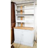 A Victorian and later part painted pine dresser, length 106cm, depth 41cm, height 110cm