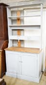 A Victorian and later part painted pine dresser, length 106cm, depth 41cm, height 110cm