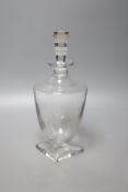 A Lalique 'Argos' pattern decanter and stopper, signed to base,the square section stopper with
