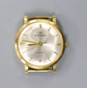 A lady's modern 18k Bucherer automatic wrist watch, no strap, case diameter 26mm, gross weight 16.