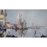 George Richard Deakins (1911-1982), oil on board, Fishing boats in harbour, signed, 31 x 51cm