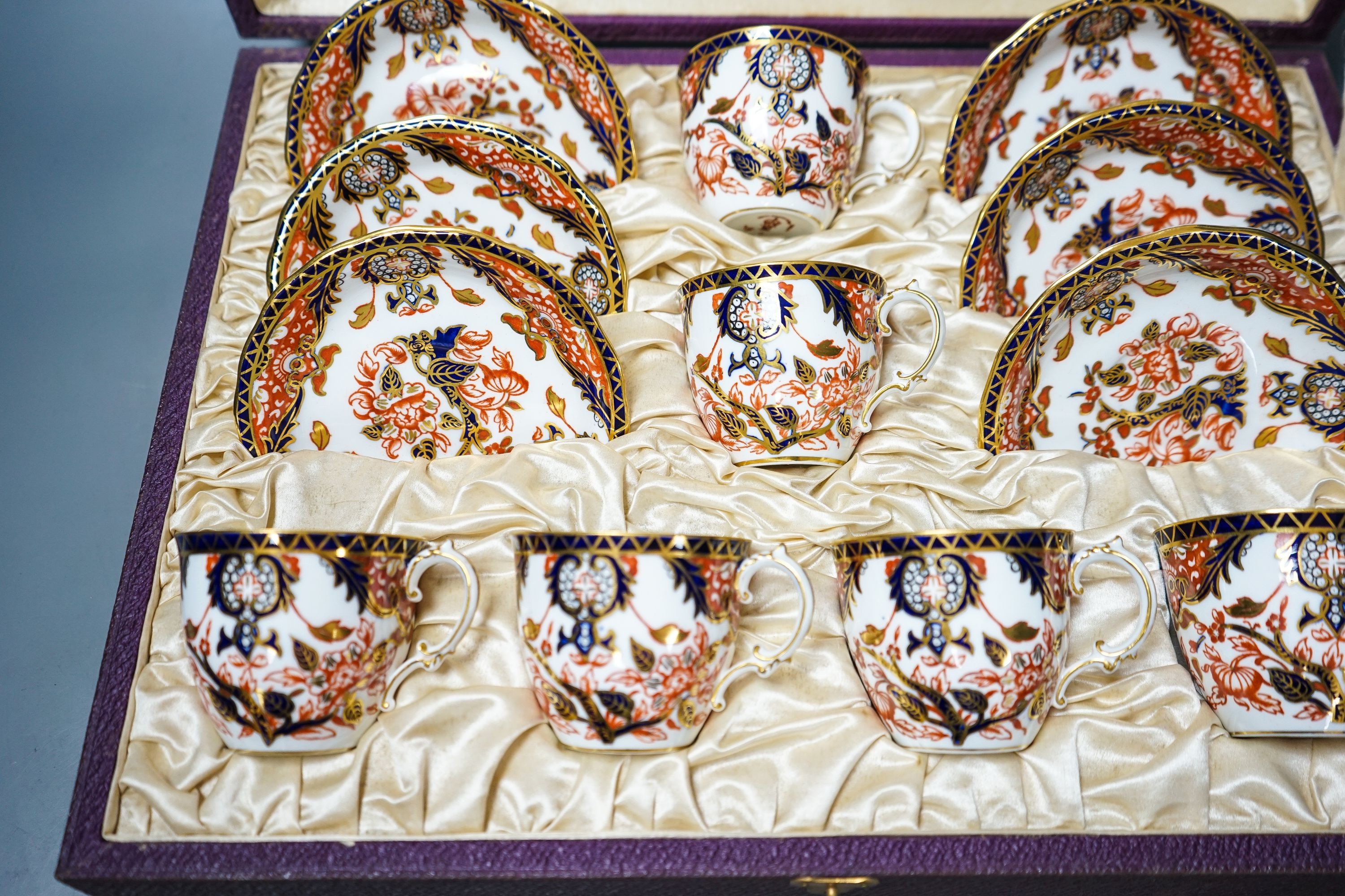 A cased Crown Derby Imari pattern coffee service - Image 2 of 2