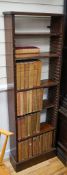 A Georgian mahogany wall-mounted narrow bookshelf, width 48cm, depth 18cm, height 147cm,