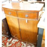 An Edwardian mahogany bowfront side cabinet, width 92cm, depth 47cm, height 113cm