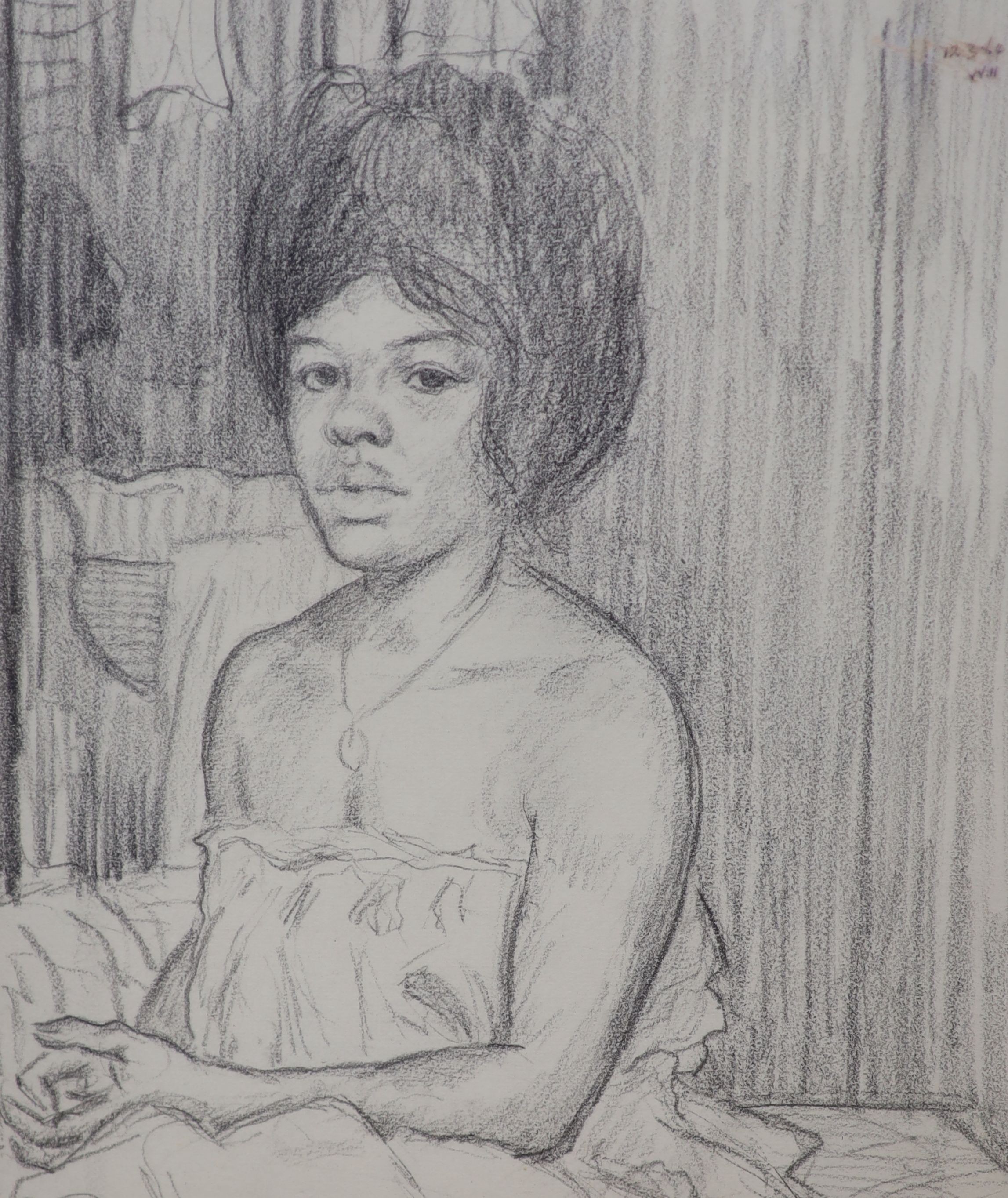 Clifford Hall (1904-1973), pencil drawing, Portrait of a black girl, signed and dated 12 3 64, 33