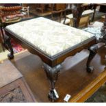 A Chippendale revival rectangular mahogany stool, width 90cm, depth 60cm, height 43cm