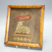 An early 19th century needlework of the Agnus Dei with the vexillum, incorporating a lamb and