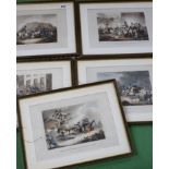 W Heath & T Sutherland, a set of five Napoleonic wars aquatints