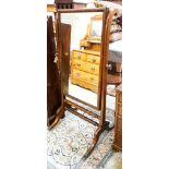 A Regency mahogany cheval mirror, width 70cm, height 136cm