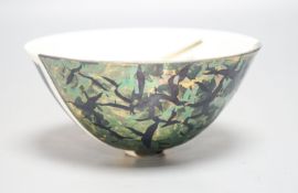 Tony Laverick (b.1961), a geometric metallic lustre decorated porcelain bowl15cm