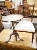 A George II style circular mahogany tripod table, diameter 50cm, height 61cm together with an