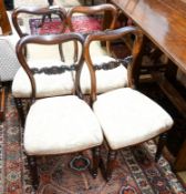 A set of four early Victorian rosewood dining chairs