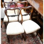 A set of four early Victorian rosewood dining chairs