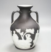 A Wedgwood black Jasper ware copy of the Portland vase, first half 19th century,20cm