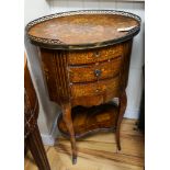 A 19th century French Louis XV/XVI transitional style mahogany bedside or occasional table, width