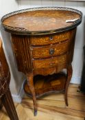 A 19th century French Louis XV/XVI transitional style mahogany bedside or occasional table, width