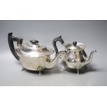 A George V silver teapot by Mappin & Webb, London, 1917 and one other later silver teapot,