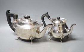 A George V silver teapot by Mappin & Webb, London, 1917 and one other later silver teapot,