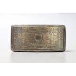 A George III engine turned silver concave snuff box, William Eaton, London, 1814, 79mm.
