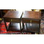 A pair of Chinese hardwood bedside tables, width 46cm, depth 38cm, height 51cm