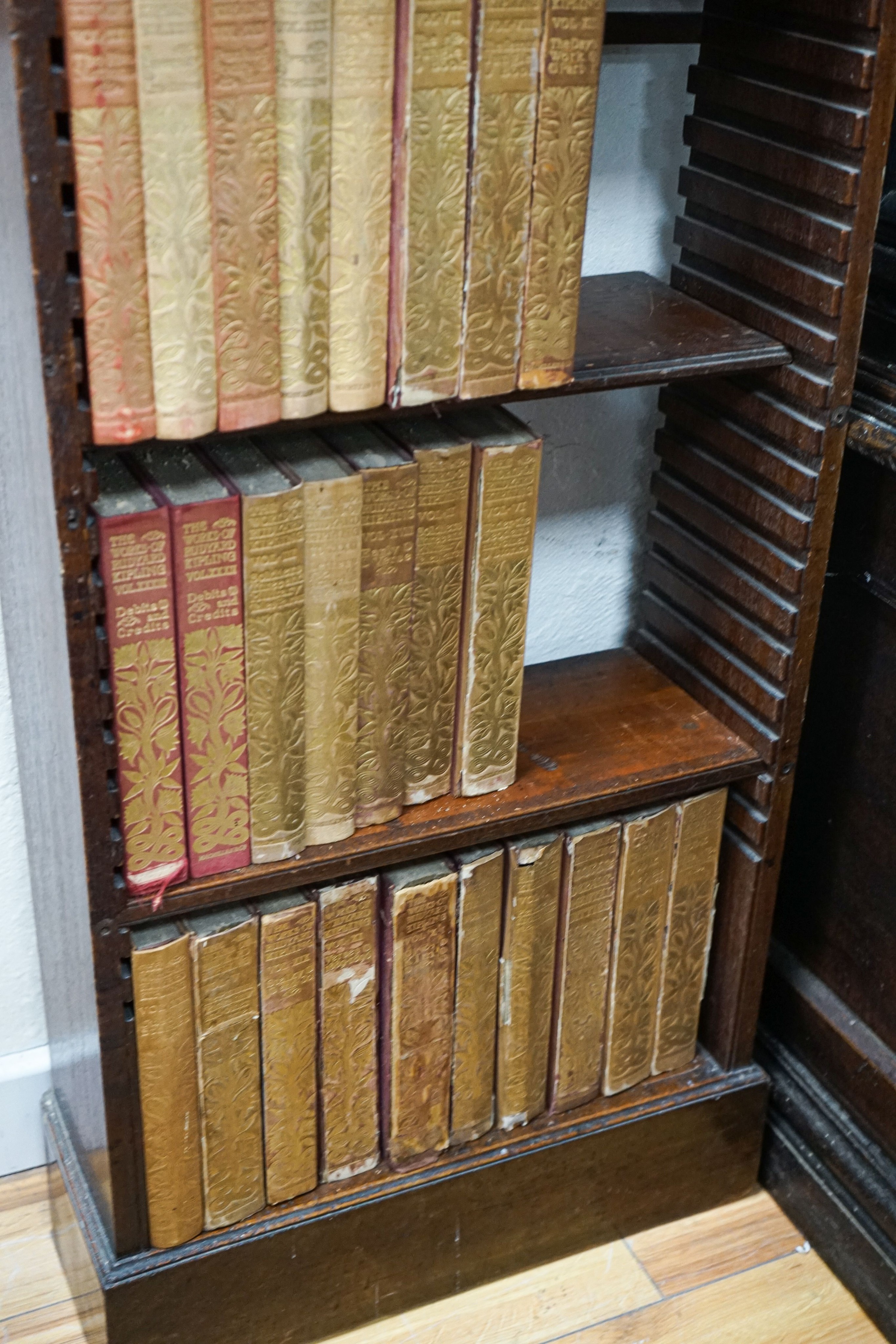 A Georgian mahogany wall-mounted narrow bookshelf, width 48cm, depth 18cm, height 147cm, - Image 2 of 2
