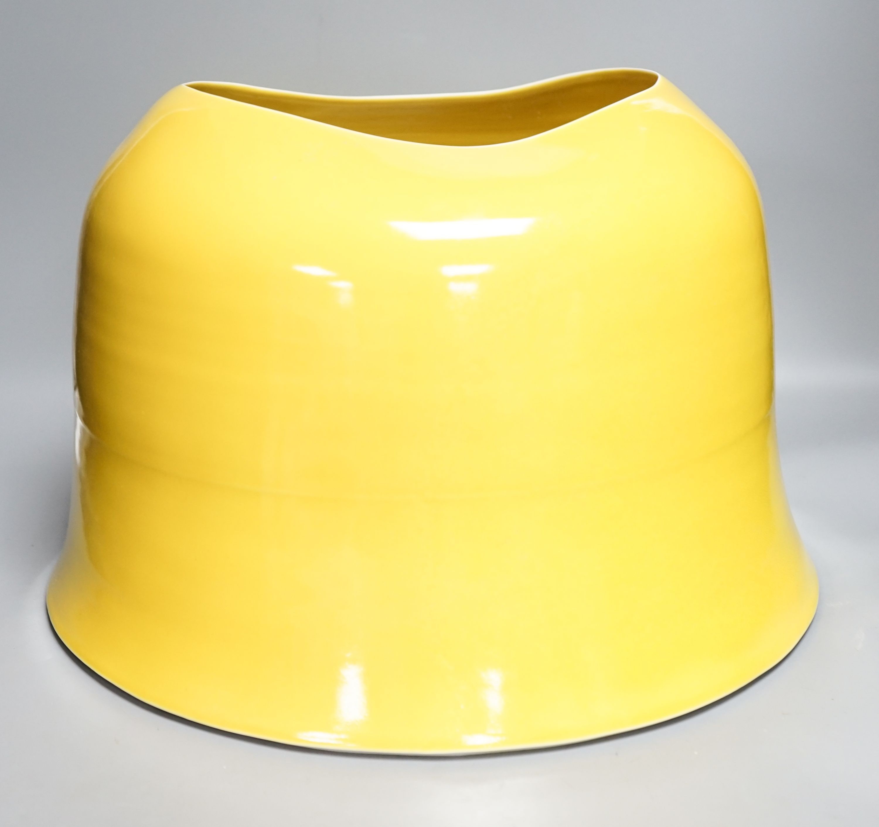 Tanya Gomez (b.1974), a large yellow glazed thrown porcelain vessel40.5cm diameter
