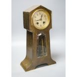 An early 20th century German brass cased mantel clock36cm