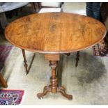 A Victorian walnut Sutherland table, width 90cm, height 71cm