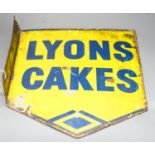 A Lyons Cakes yellow ground enamelled sign40x32cm