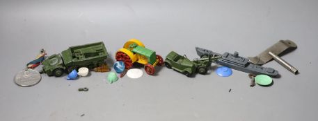 Dinky toys, pre war tractor and others