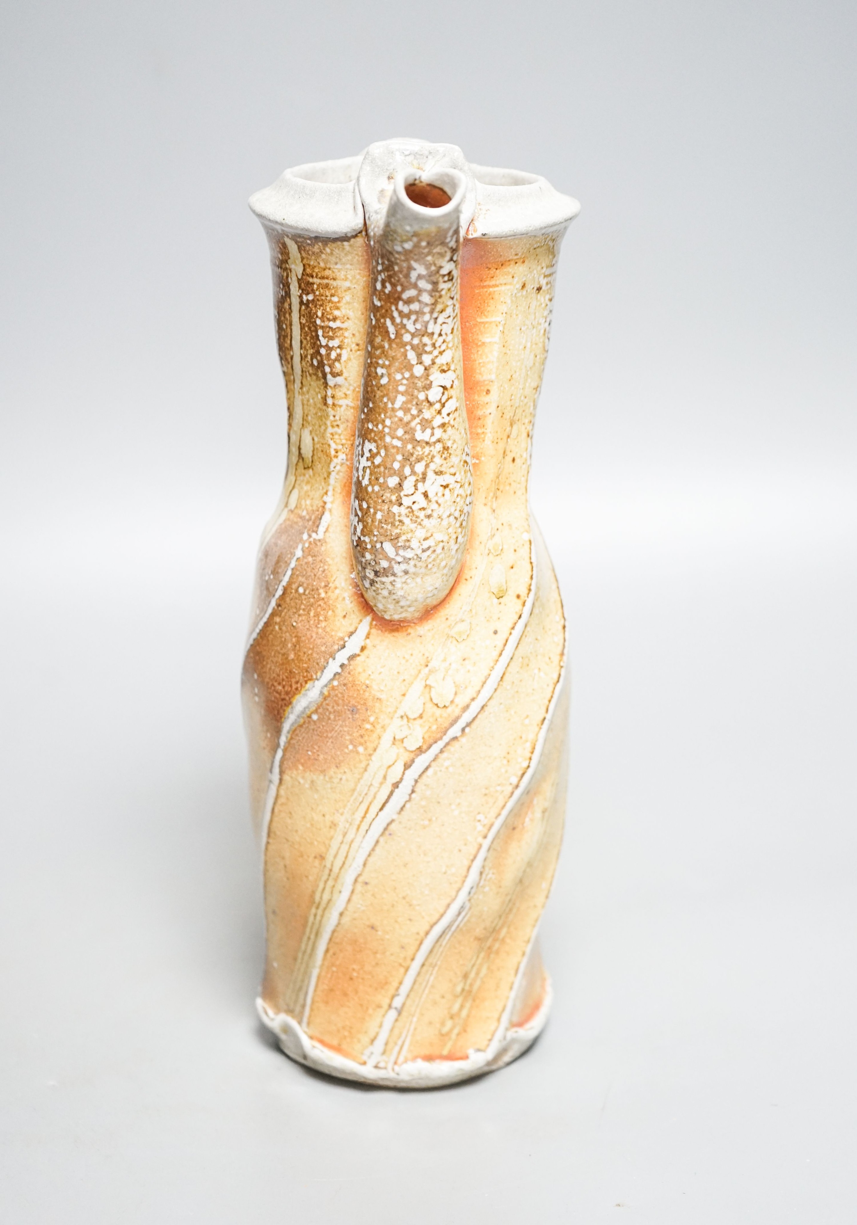 Ruthanne Tudball (b.1948), a soda fired stoneware spouted ewer28cm - Image 2 of 2