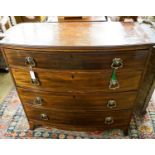 A Regency mahogany bow front chest, width 108cm, depth 54cm, height 106cm