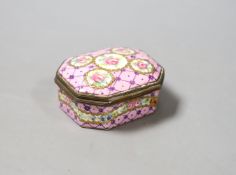 A Sevres style gilt metal mounted porcelain snuff box, c.1900, 8 x 6.5cm