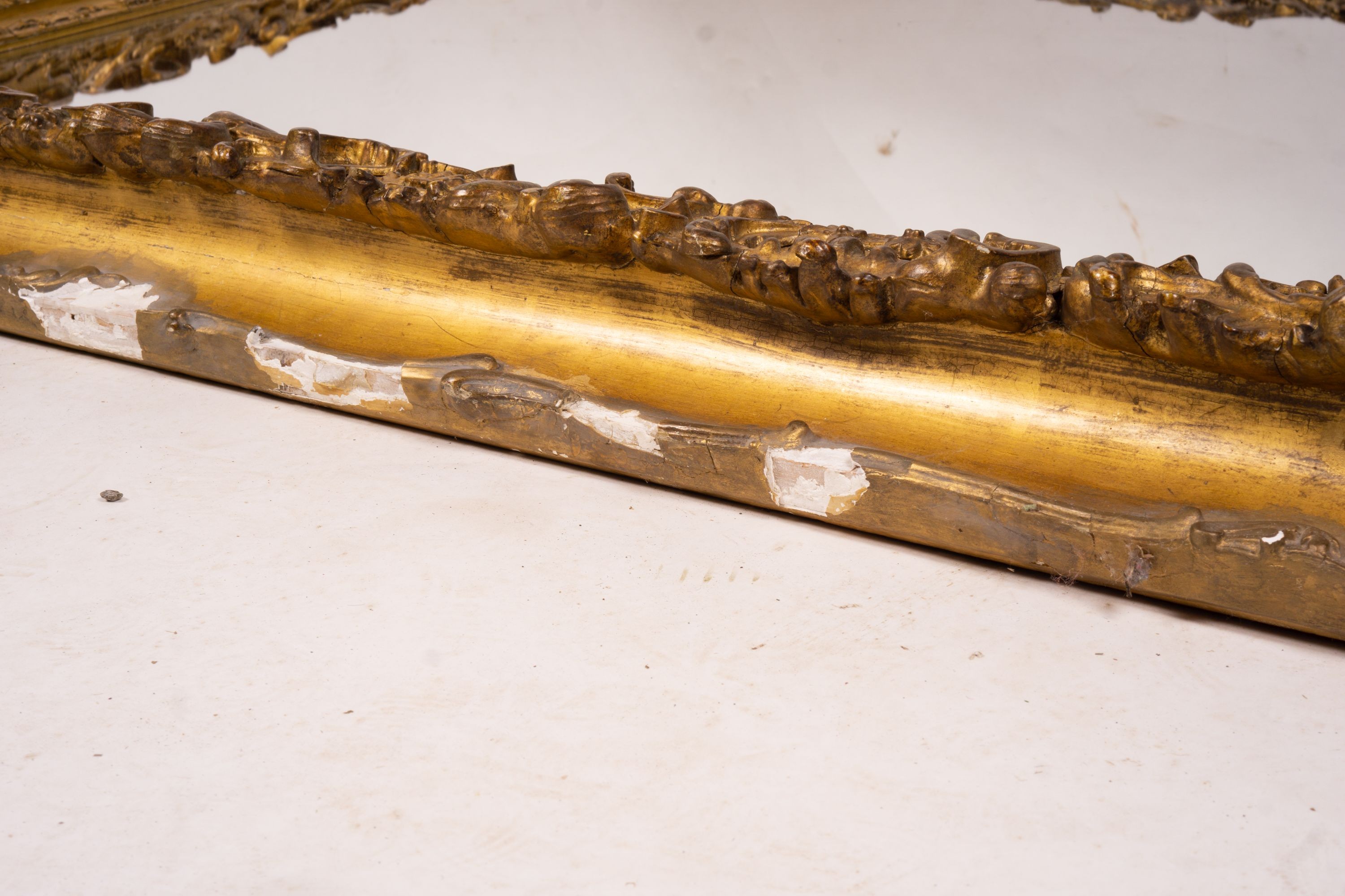 An ornate Victorian giltwood and gesso rectangular wall mirror (formerly a picture frame) width - Image 2 of 10