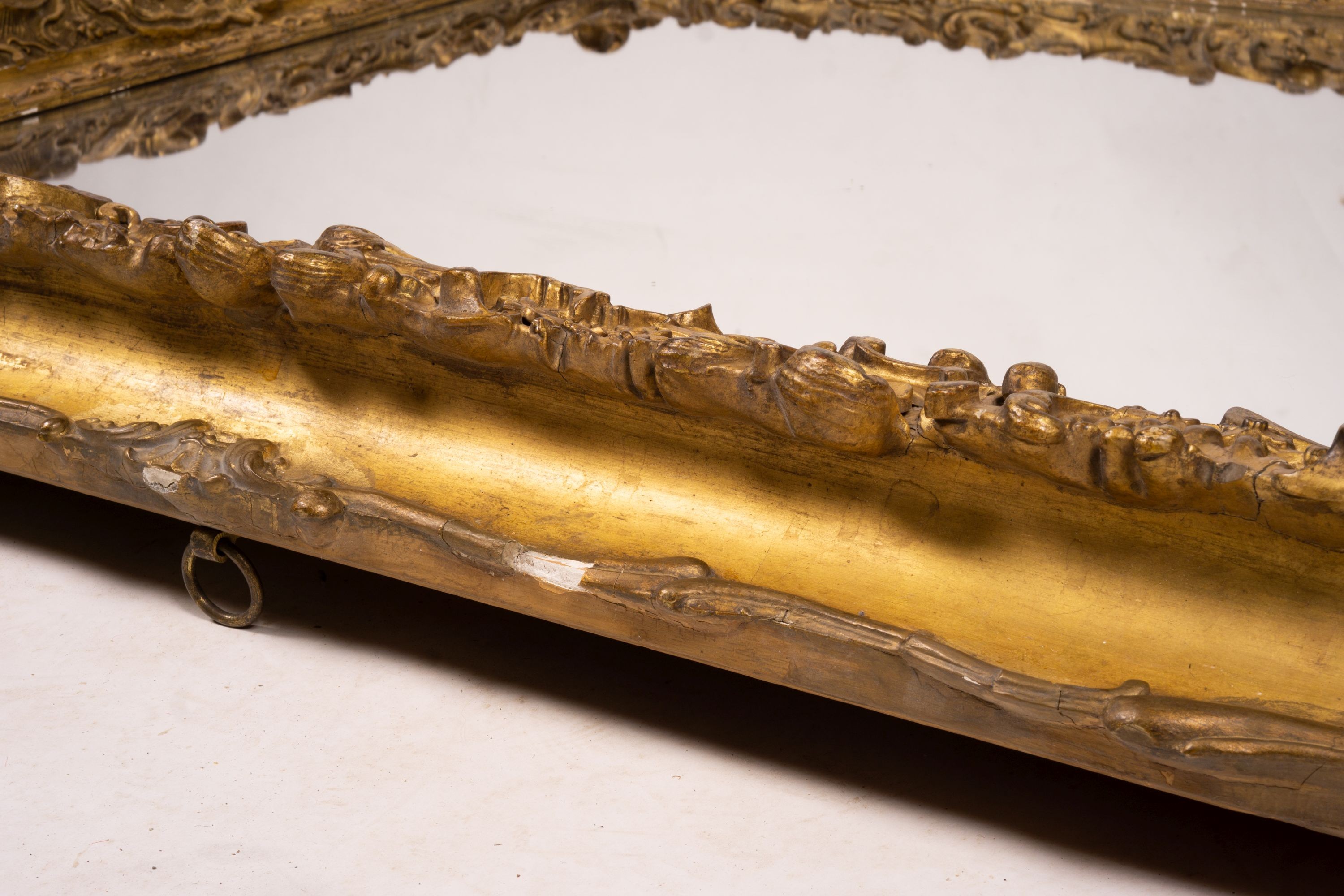 An ornate Victorian giltwood and gesso rectangular wall mirror (formerly a picture frame) width - Image 6 of 10