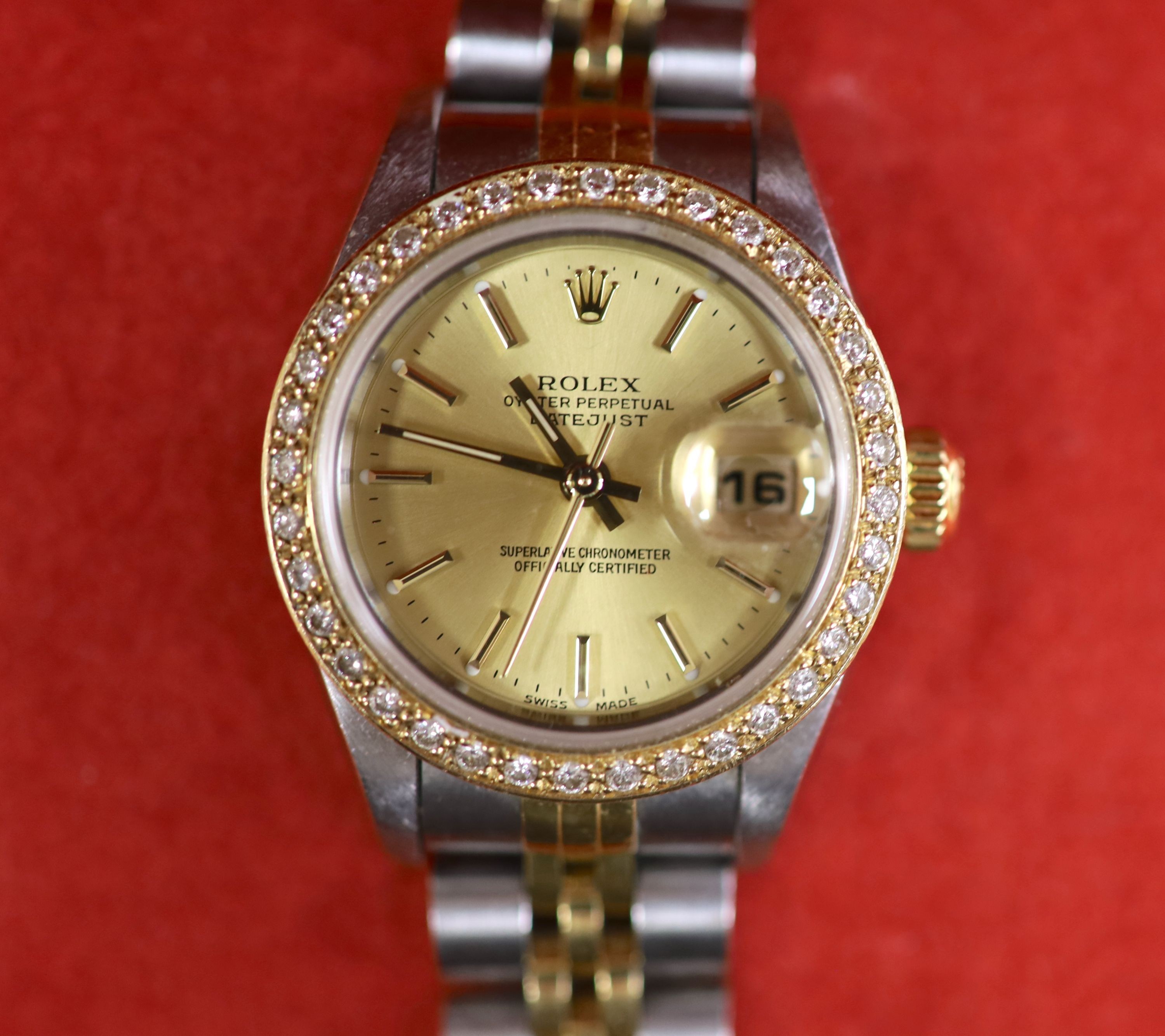 A lady's 2002 stainless steel and gold Rolex Oyster Perpetual Datejust wrist watch, with diamond set - Image 2 of 5