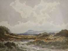 Edwin Harris (1891-1968), watercolour, ‘Chanctonbury from Wiggenholt Common’, label verso, 22 x