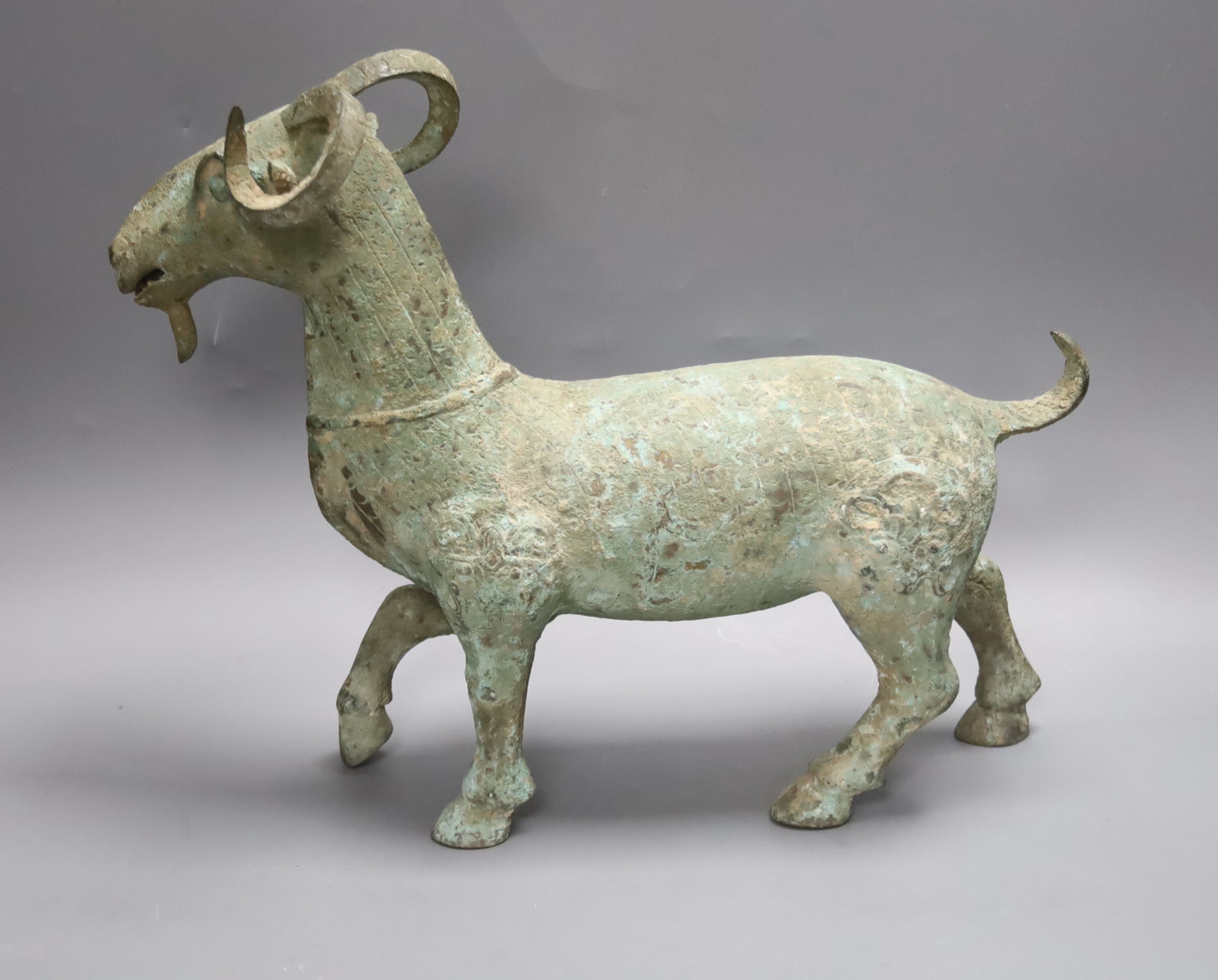 A large Chinese bronze ram, width 36cm height 30cm - Image 2 of 2