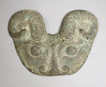 A Chinese bronze ram's head, 16cm wide