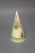 A Clarice Cliff conical shaped sugar sifter,14cm