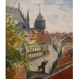 Claire Winsten/ Clara Birnberg (1894-1989), oil on canvas, Eastern European street scene,