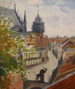 Claire Winsten/ Clara Birnberg (1894-1989), oil on canvas, Eastern European street scene,