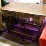 A 17th century style carved oak side table, width 107cm, depth 56cm, height 76cm