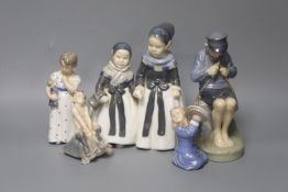 Five Royal Copenhagen figures or groups,