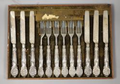 A set of six pairs of late William IV silver dessert eaters, Samuel Harwood, Sheffield, 1837, with