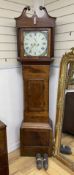 An early 19th century mahogany eight day longcase clock (reduced in height) marked Drayton, height