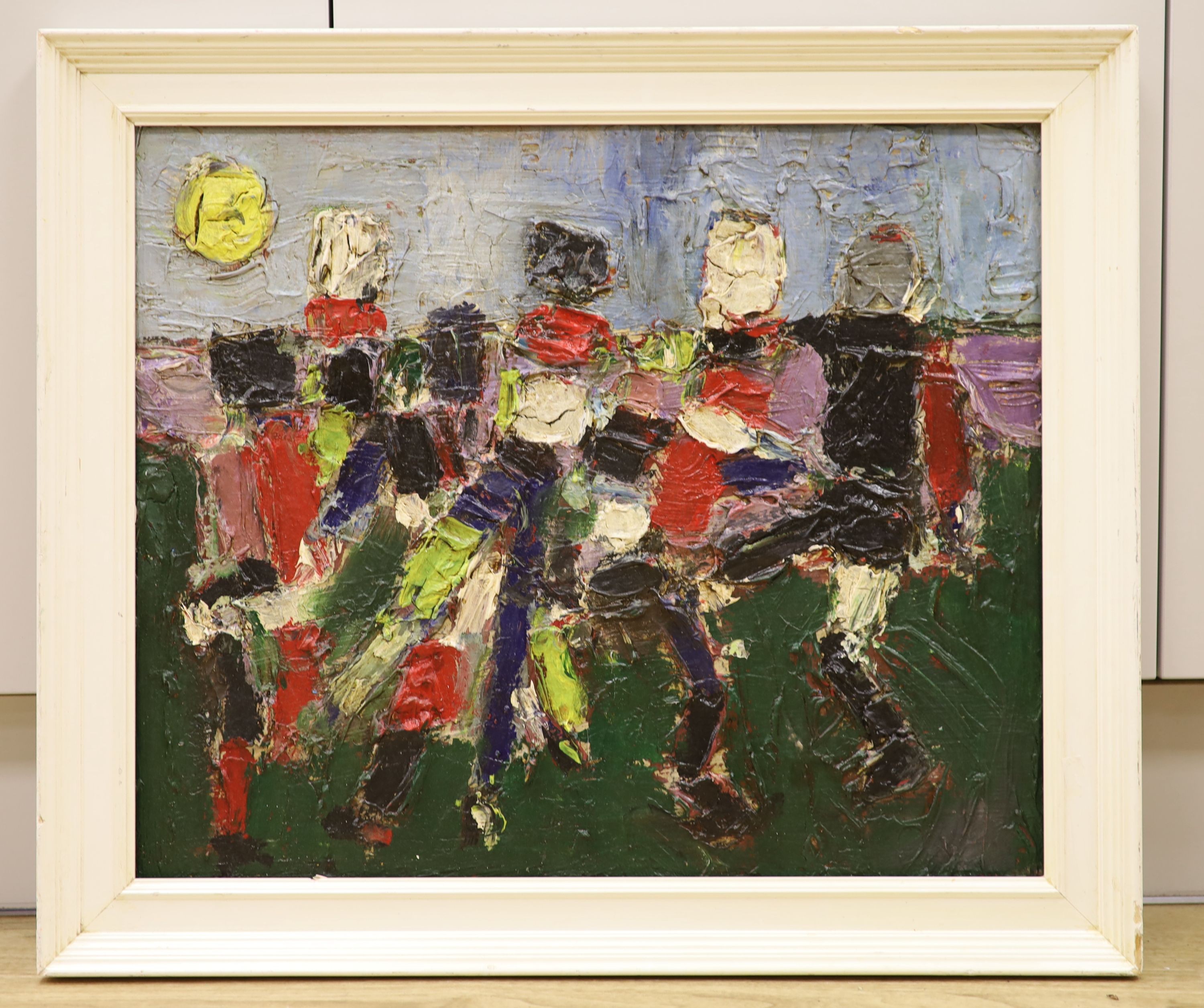French School, oil on canvas, Les Grands Footballeurs, inscribed verso, 44 x 53cm - Image 2 of 3